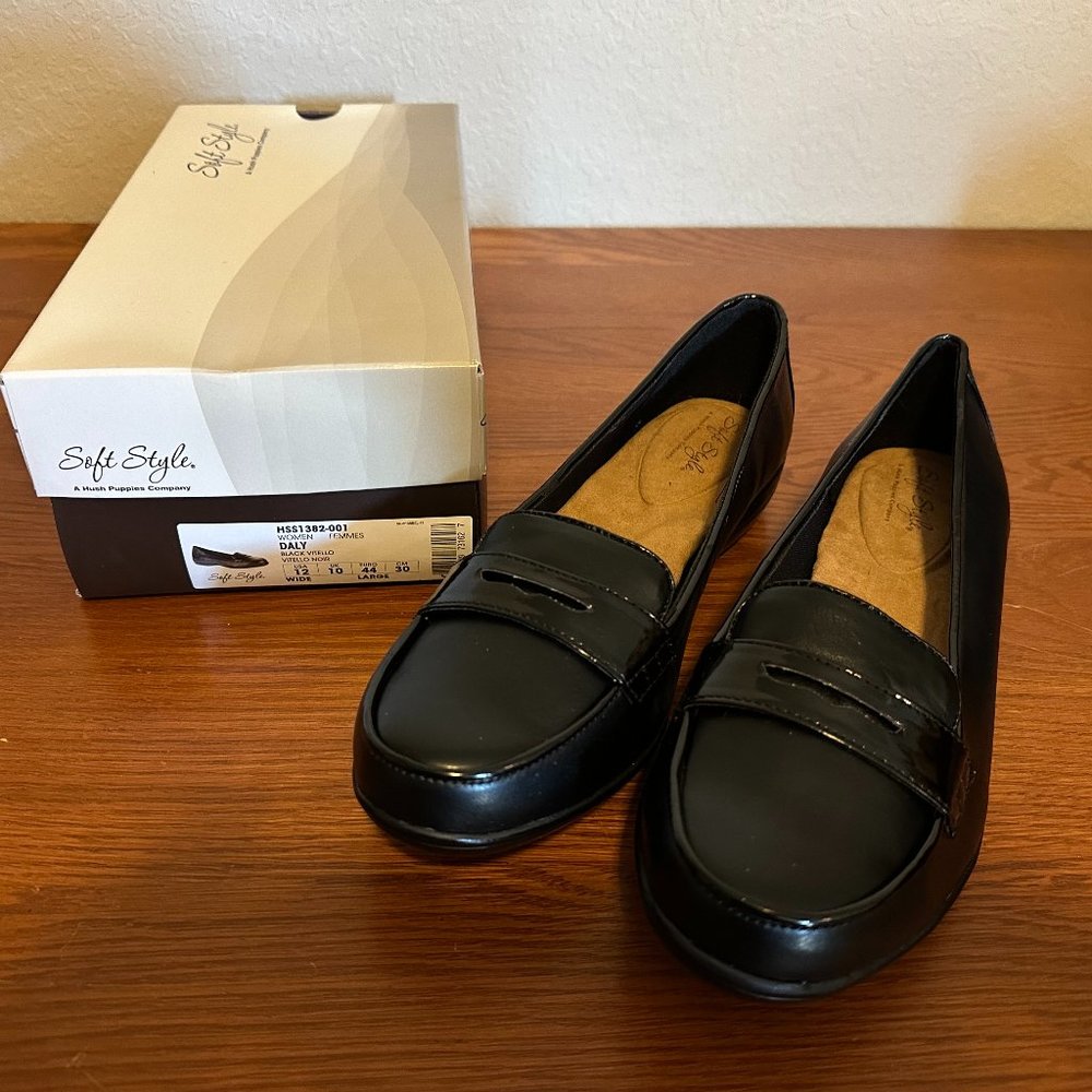 Soft Style Daly Penny Loafer Size 12 W WIDE Black *NEW*